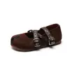 Zapatos de piel estilo ballet, nueva colección primavera y otoño 2026, zapatos de moda con estampado de leopardo para niñas, zapatos de princesa para que las niñas pequeñas los usen afuera