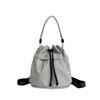Bolsa de mujer con cordón fruncido para el hombro tipo bandolera de gran capacidad casual que combina con todo, ligera, portátil, de nailon, tipo cubo para mujer