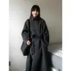 Abrigo de Lana Gris de Alta Gama para Mujer 2025 Otoño e Invierno Nuevo Abrigo de Lana Estilo Coreano Pequeño Largo Medio