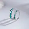 Anéis Vintage Sombra para Homens e Mulheres, Anéis Abertos Minimalistas de Nicho, Anéis de Casal com Textura Irregular de Resina Azul e Vermelha