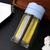 Taza de Separación de Agua y Té de Doble Capa de Vidrio para Hombres con Filtro Taza de Té Creativa Portátil para el Hogar Barrera de Agua Transparente