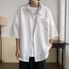 Camisa de Seda de Hielo para Hombre Verano Estilo Japonés cityboy Chaqueta Estilo Americano Retro Manga Corta Chaqueta Protectora Solar Top Casual