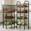 Estante de almacenamiento para cocina, canasta para frutas y verduras para el hogar, de pie, multicapa, para organizar suministros de cocina, multifuncional y móvil