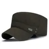 Gorra Militar Cadete Neutra Ajustable Transpirable Sombrero de Copa Plana Algodón Lavado Estilo Retro Desgastado Sombrero para el Sol Gorra Militar