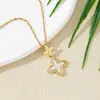Colar com Pingente de Trevo de Quatro Folhas de Joia DIY de Alta Qualidade, Banhado a Cobre com Ouro Real 18K, Microincrustado com Concha