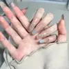 Ojo de Gato Degradado Azul Leche Suave Moño Estrella Manicura Uñas Portátiles Hechas a Mano Blanqueamiento Uñas de Estudiante Versátil