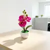 Planta en Maceta Creativa de 3 Orquídeas Phalaenopsis Decoración para el Hogar Maceta de Ondas de Agua Adorno de Flor Artificial Atmósfera Maceta de Flores de Simulación de Mesa Planta