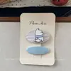 Nuevo Pasador de Tela Estilo Coreano para Niños con Dibujos Animados y Cuadros Ovalados Laterales para Flequillo de Niñas