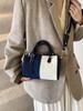 Bolsa Boston para Mujer Exportación Nuevo Color Contraste Costuras de Mezclilla Bolso Almohada Portátil Bolso de Hombro Único de Gama Alta