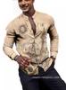 2024 Moda masculina transfronteiriça europeia e americana casual Camisa de manga comprida impressa em 3D Camisa casual de gola masculina