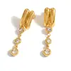 Pendientes de Acero de Titanio Transfronterizos Yuhui con Forma Geométrica e Incrustaciones de Diamantes, Estilo Milenio, Chapados en Oro Real de 18 Quilates, Pendientes de Acero Inoxidable Impermeables