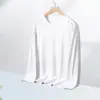 Nueva camiseta de manga larga para hombre 2026, top elástico de primavera y otoño, capa base holgada de peso pesado, camisa de manga corta para hombre
