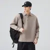 Roupas Masculinas Fengshe / Novo Estilo Primavera e Outono 2026 Camisa Polo de Manga Longa com Gola Reversível Moletom Camiseta Moletom Grosso para Homens