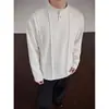 Otoño 2026 Nuevo Hombre Algodón de Alta Calidad 270g Patchwork Americano Cuello Henley Talla Grande Manga Larga Camiseta Superior