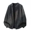 Suéter Cardigan Retrô Estilo Old Money Unissex Outono/Inverno Solto Casual Estilo Preguiçoso Pelúcia Versátil Malha Outerwear