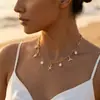 Collar con Colgante de Perla Artificial, Estrella de Mar, Caracola, Estilo Bohemio Oceánico Transfronterizo, Cadena para Clavícula para Mujeres, Venta al por Mayor