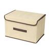 Bolsa no tejida tipo lino con tapa Caja de almacenamiento para ropa Plegable Portátil Ropa interior Artículos varios Caja de almacenamiento con tapa abatible