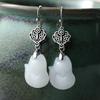 Al Yuan Artesanía de Plata Tailandesa Incrustada Imitación Jade Hetian Aretes Estilo Retro Chino Hanfu Cheongsam Accesorios de Corte