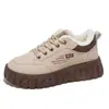 Nuevos Zapatos Blancos de Terciopelo de Invierno 2025 para Mujer Estilo Coreano Ins Estudiante que Aumentan la Altura Engrosados Calientes Zapatillas Deportivas Zapatos de Algodón