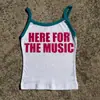 Top Corto Ajustado de Verano 2026 Estilo Chica Caliente Retro Americano con Estampado de Letras en Color Contrastante para Mujer