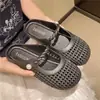 Zapatillas Transpirables de Moda con Diseño Hueco para Mujer, Sandalias de Verano con Malla Tejida, Medias Zapatillas Cerradas por Delante de Suela Gruesa para Exteriores para Mujer