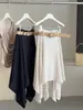 Saia irregular de algodão e linho em linha A para mulheres, cintura alta de verão, fluida, casual, versátil, elegante saia guarda-chuva, saia midi fashion