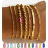 Conjunto de 7 Piezas de 12 Piedras de Nacimiento Transfronterizo, Pulsera, Estilo Unisex Moderno y Sencillo, Joyería Dorada Apilable para Mujeres