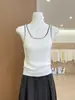 Camisola de Punto con Bloques de Color Diseño Estilo Coreano para Mujer Ins2025 Primavera/Verano Cuello en U Sin Mangas Ajustada