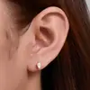 Piercing Rosqueado de Prata S925 com Opala e Cabeça Plana, Tarraxa para Osso da Orelha, Brincos Geométricos de Gota de Água Levemente Luxuosos, Venda Quente Transfronteiriça Europeia e Americana