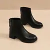 Botines de tacón medio con forro de felpa para mujer, nueva colección otoño/invierno 2026, estilo de bota individual, botines ajustados con forro de felpa estilo francés, tacón grueso, botas estilo Martin para mujer