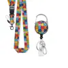 Porta credencial retráctil de fácil extracción en stock del fabricante Estampado de leopardo Epoxi Clip giratorio para credencial Cordón para credencial de identificación de fábrica Venta al por mayor