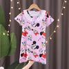 Camisón infantil, pijama de verano para niñas, de manga corta, con falda fina de encaje, ropa de casa para niñas de dibujos animados de talla mediana y grande.