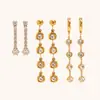 Joyería de Acero Inoxidable Popular Europeo Americano Nuevo Estilo Nicho Temperamento Aretes de Botón Chapados en Oro 18K Circonita Borla Aretes Largos Mujer