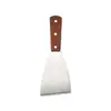 Espátula de Três Lados de Aço Inoxidável com Cabo de Madeira Mais Vendida no Exterior, Espátula Inclinada para Cozinhar, Espátula para Teppanyaki, Espátula para Fritar, Espátula para Bife, Espátula para Pizza
