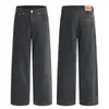 Jeans Negros para Hombre Estilo Retro Americano Sueltos Versátiles Pantalones Rectos Medianos de Marca de Moda Callejera Casual Pantalones de Pierna Ancha
