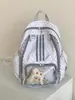Mochila escolar de lunares gran capacidad insignia transparente bolsa para lápices para ir al trabajo mochila escolar casual bolsa transparente bidimensional para lápices