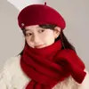 Boina de Lana de Invierno para Mujer, Estilo Coreano, Circunferencia de Cabeza Pequeña, Sombrero de Calabaza de Color Sólido, Elegante Sombrero de Artista Vintage Borgoña