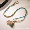 Colar Zen Estilo Chinês com Pingente Tibetano Retrô, Cordão Trançado, Thangka Zaki Lam, Cordão Simples, Corrente para Suéter Feminino