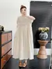 Vestido Corto de Manga Corta Floral Artístico Tridimensional Estilo Mori Girl Japonés Cuello Redondo Adelgazante Holgado Elegante Vestido Largo para Mujer