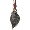 Deseo AliExpress nueva joyería estilo europeo y americano personalidad creativa antiguo colgante de hoja grande collar de piel de vaca para hombres y mujeres