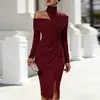 Vestido Nuevo Estilo Otoño 2026 Transfronterizo Comercio Exterior Dropshipping Vestido de Banquete Moda Temperamento Plisado Vestido para Citas