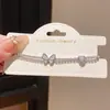 Pulseira de Ouro Real 18K Galvanizado Zircônia de Luxo Leve Borboleta com Coração de Madrepérola Pulseira Doce Simples Joia da Moda para o Dia a Dia