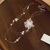 Conjunto de Colar, Pulseira e Brincos de Flor com Pérolas e Cristais Franceses Estilo Princesa Super Fada Luxo Leve Joias com Toque de Alto Padrão