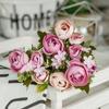 Estilo europeu 10 cabeças plástico simulação buquê casamento tecido de seda Camélia decoração de casa flor artificial mesa de jantar rosa Botão de Chá