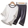 Conjunto de Pijama de Verano para Niños Categoría a Seda Ecológica Manga Tres Cuartos Ropa con Aire Acondicionado Conjunto de Ropa para el Hogar para Niños y Niñas Modal
