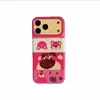 Funda Patchwork de Oso Fresa de Lunares para iPhone 17 Pro Max, Apple 18 Pro, Fun 16, Cute 15P Modelo Nuevo