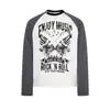 6046 High Street Estilo Callejero Americano Unisex Bloque de Color Rayas Diseño Retro Tendencia China para Hombre Camiseta de Manga Larga Cuello Henry