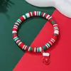 Festival Navideño Transfronterizo Europeo y Americano Set de Pulseras de Arcilla Polimérica Colgante de Campanas de Papá Noel de Aleación Pulsera de Navidad Venta al por Mayor