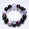 [Noche de Luna Plateada Verde] Pulsera de Cristal Natural Lavanda para Mujer, Pulsera de Moda Versátil de Obsidiana Plateada al por Mayor