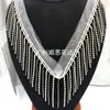 Venta al por mayor del fabricante Cadena de Hierro de Malla Blanca y Negra Ancha de 6 cm Cadena de Diamantes Fila de Encaje Cadena de Hierro Borla Accesorios para Ropa DIY